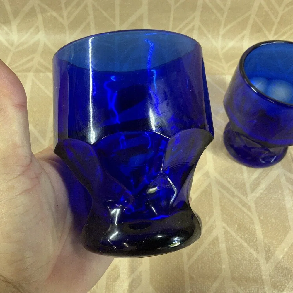 Vintage Viking Cobalt Blue‎ Arlington Tumbler Drinking Glasses Set Of 2 EUC 4
